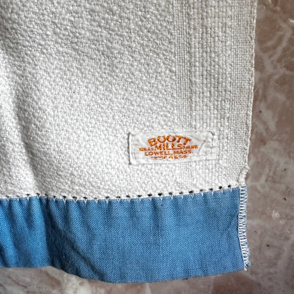 Vintage Boott Mills Embroidered Tea Towel Welcome As Spring Birds Flowers USA